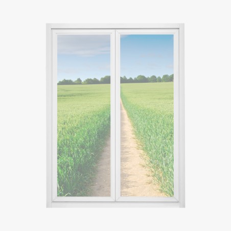 Window decal sunlit path through green meadow • Wallissimo®