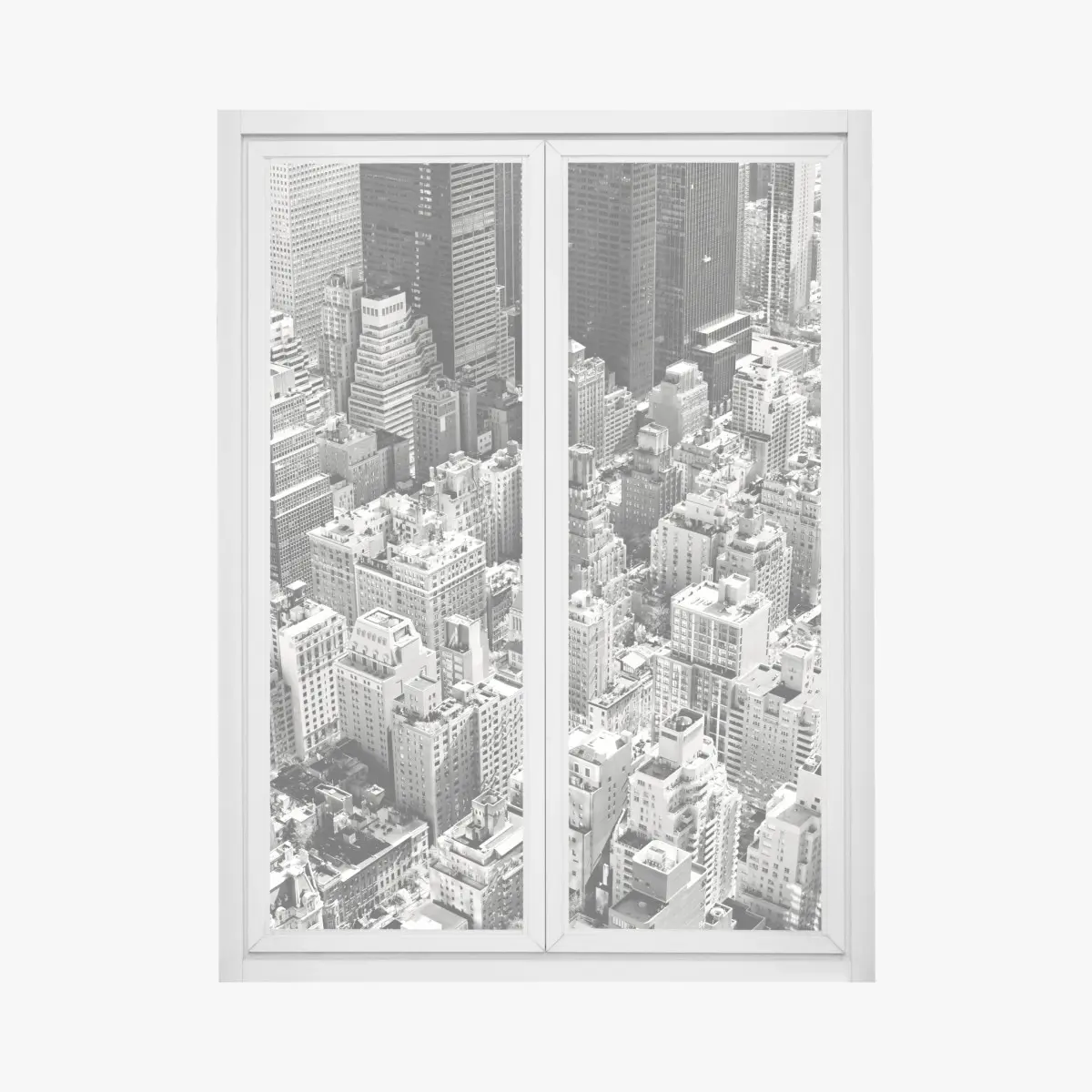 Window decal Manhattan aerial skyline in monochrome ⁕ Wallissimo® Window decal Manhattan aerial skyline in monochrome ⁕ Wallissimo®
