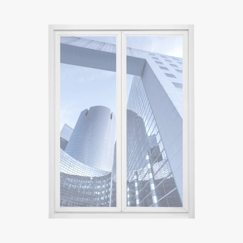 Window decal modern blue urban skyline