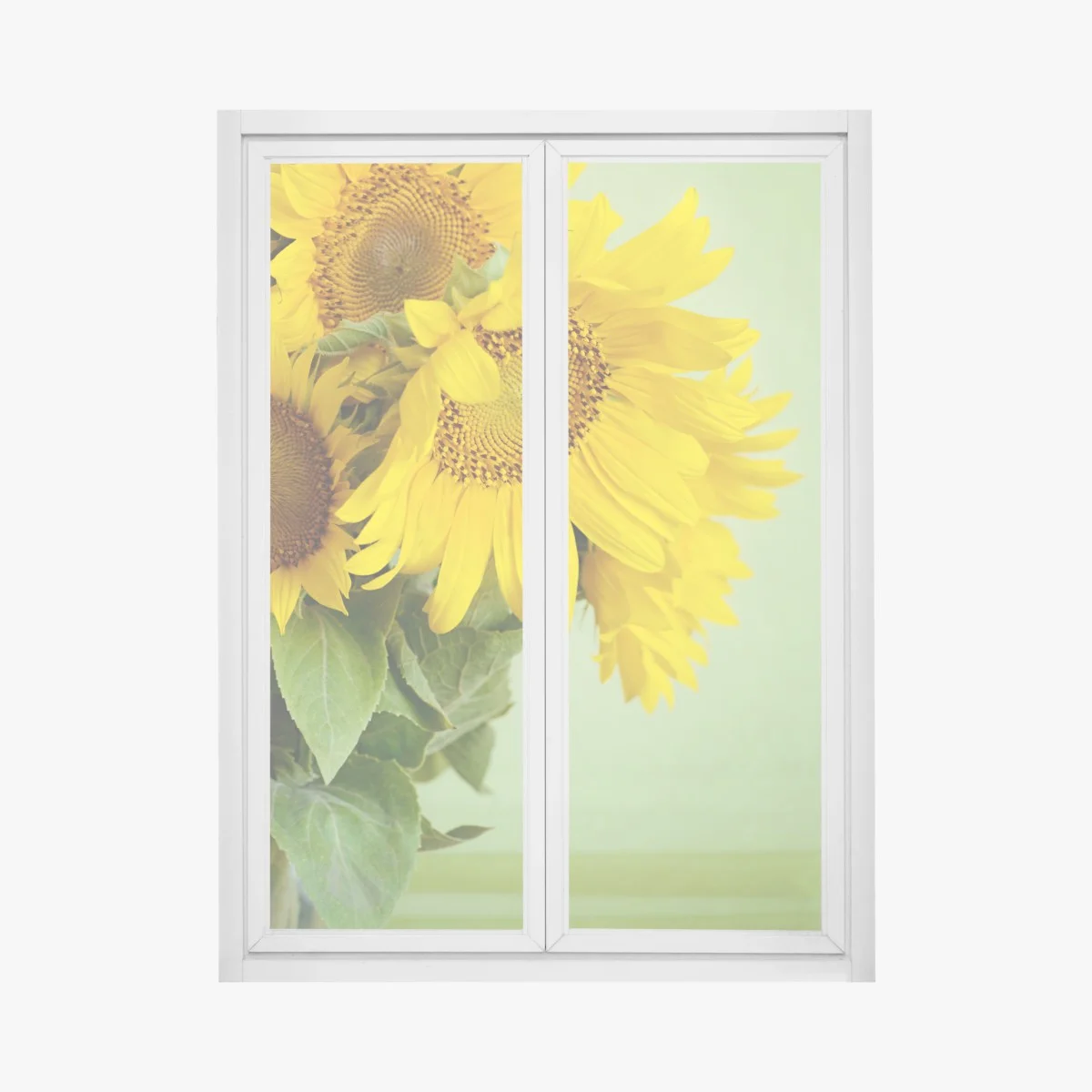 Window decal bright sunflower bouquet on green background ⁕ Wallissimo® Window decal bright sunflower bouquet on green background ⁕ Wallissimo®