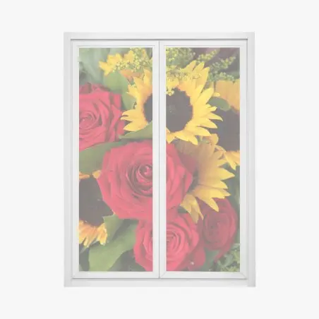 Window decal red roses and sunflowers bouquet • Wallissimo®