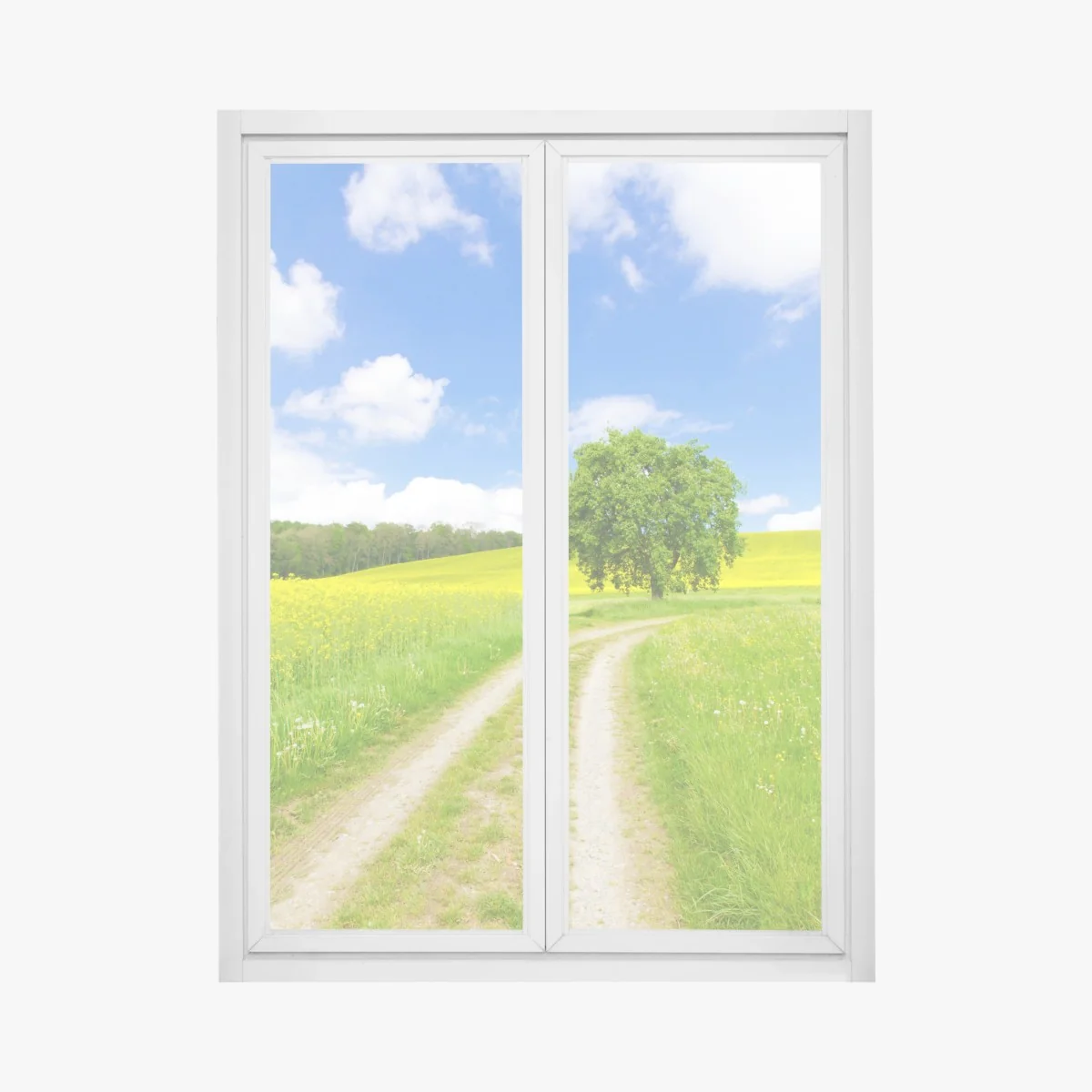 Window decal sunlit country path and lone tree ⁕ Wallissimo® Window decal sunlit country path and lone tree ⁕ Wallissimo®