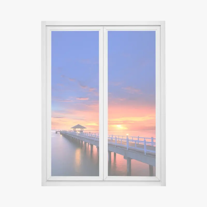 Window decal sunset pier at the island beach