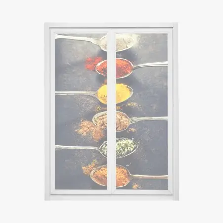 Window decal colorful spice spoons arrangement • Wallissimo®