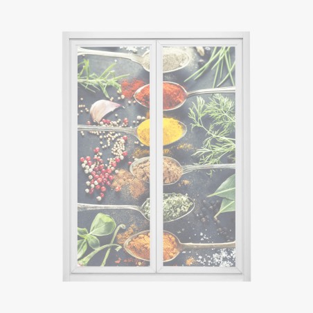 Window decal vibrant spices and herbs composition • Wallissimo®