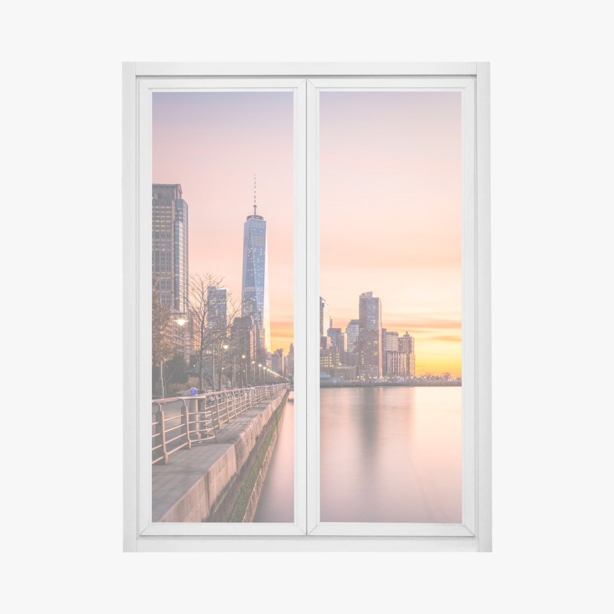 Window decal Lower Manhattan sunset skyline • Wallissimo® Window decal Lower Manhattan sunset skyline • Wallissimo®
