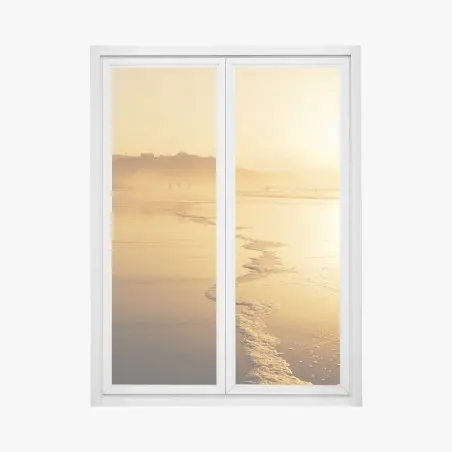 Window decal golden sunset at Sopelana beach • Wallissimo®