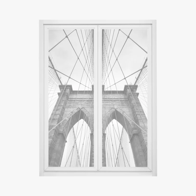 Window decal Brooklyn Bridge perspective in monochrome