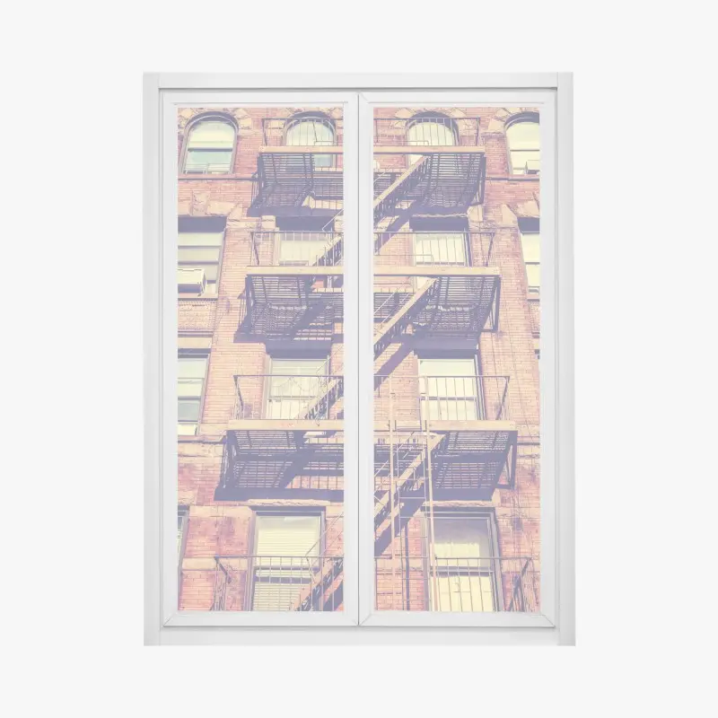Window decal vintage New York fire escapes