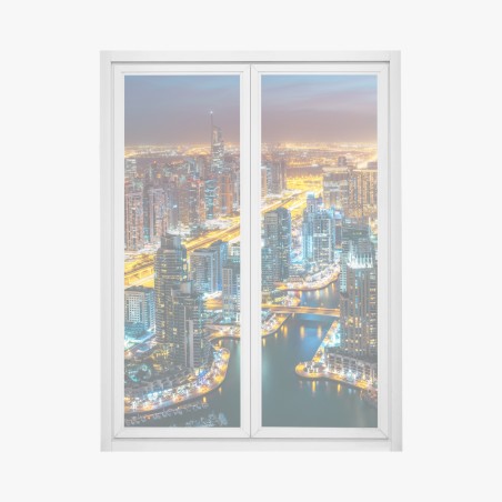 Window decal Dubai marina night skyline • Wallissimo®