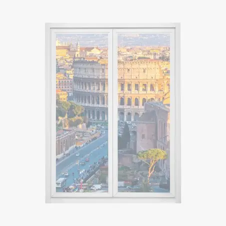 Window decal golden colosseum at sunset, Rome • Wallissimo®