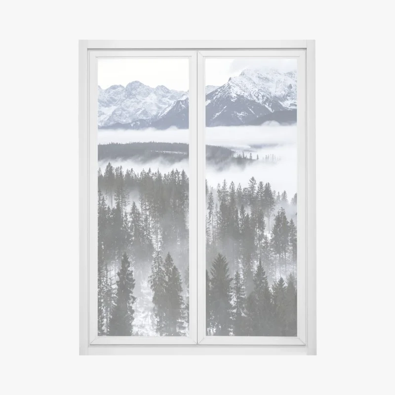 Window decal Tatra mountains in winter mist