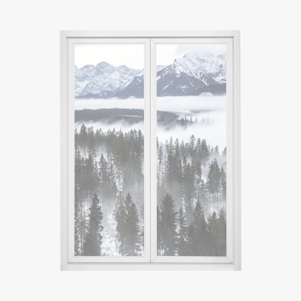 Window decal Tatra mountains in winter mist • Wallissimo® Window decal Tatra mountains in winter mist • Wallissimo®
