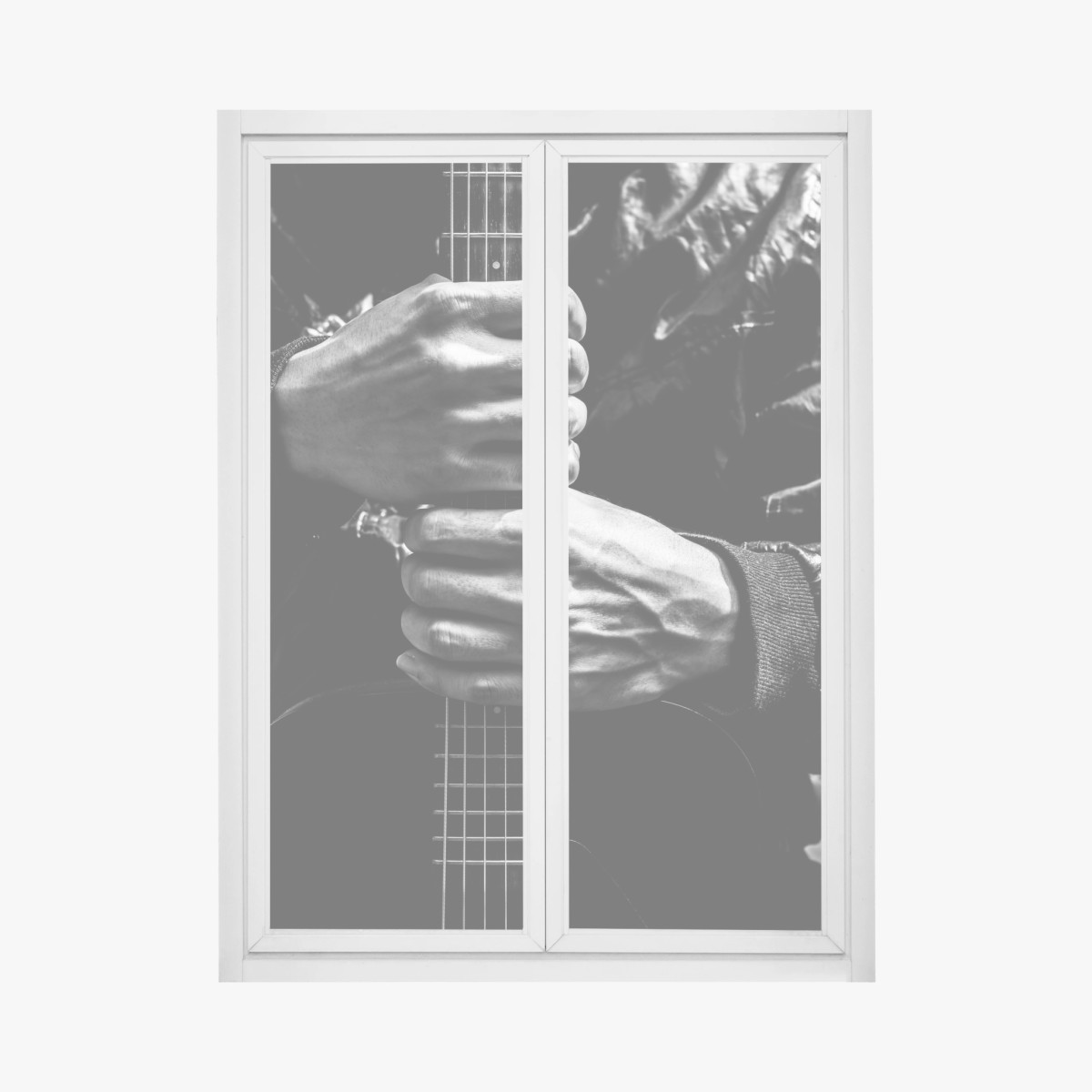 Window decal hands on guitar neck • Wallissimo® Window decal hands on guitar neck • Wallissimo®
