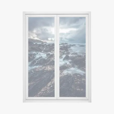 Window decal moody rocky coastline at dusk • Wallissimo®