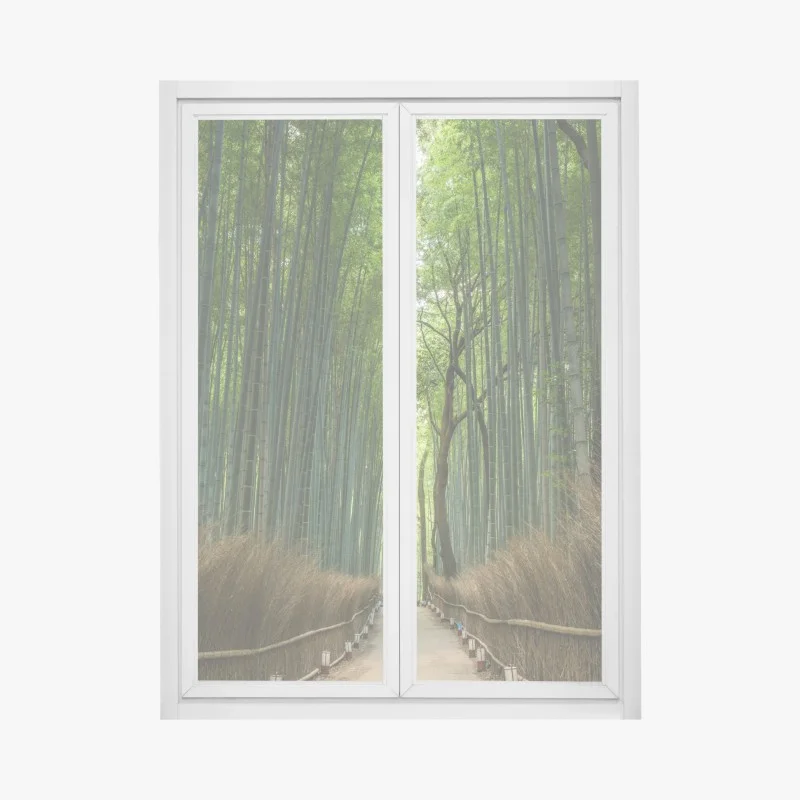 Window decal serene bamboo grove pathway