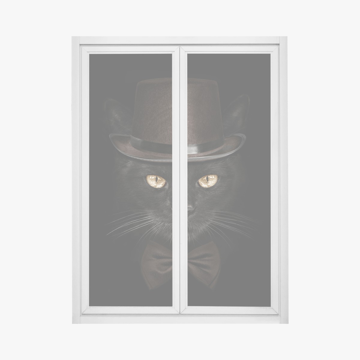 Window decal dapper black cat in top hat and bow tie • Wallissimo® Window decal dapper black cat in top hat and bow tie • Wallissimo®