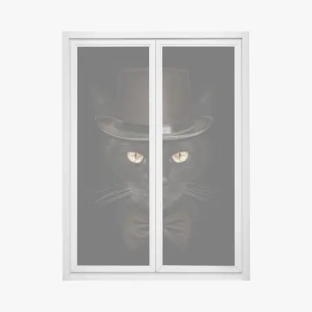 Window decal dapper black cat in top hat and bow tie • Wallissimo®