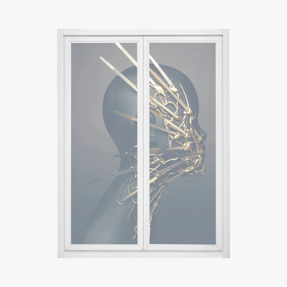 Window decal golden wire portrait on black bust ⁕ Wallissimo® Window decal golden wire portrait on black bust ⁕ Wallissimo®