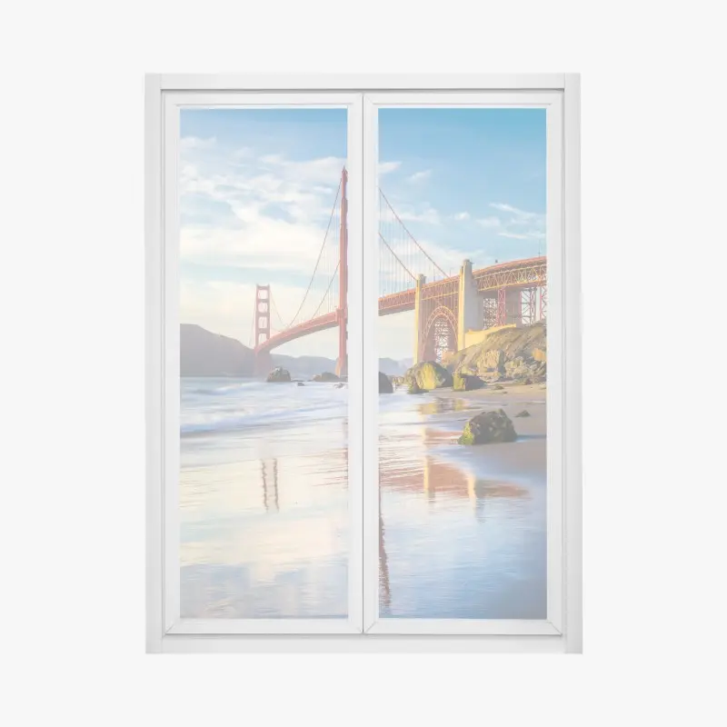 Window decal Golden Gate Bridge reflection on the shore