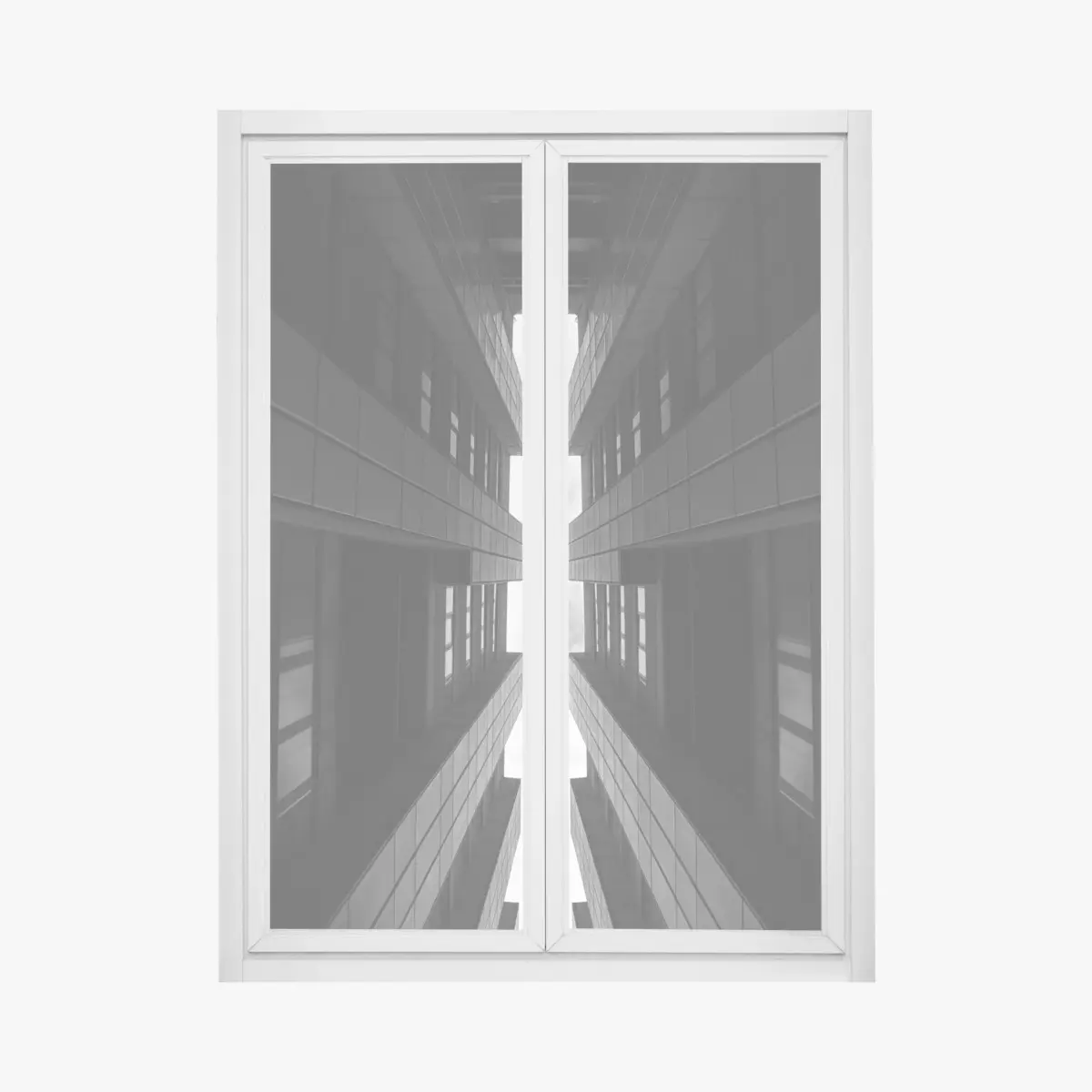 Window decal vertical urban symmetry in monochrome • Wallissimo® Window decal vertical urban symmetry in monochrome • Wallissimo®