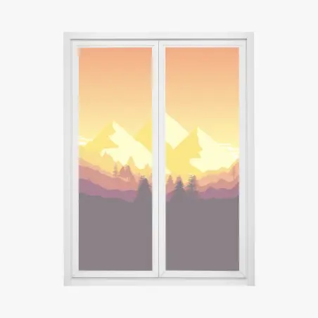 Window decal golden sunset mountain landscape • Wallissimo®