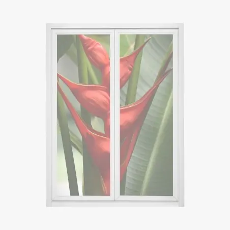 Window decal vibrant red heliconia bloom • Wallissimo®
