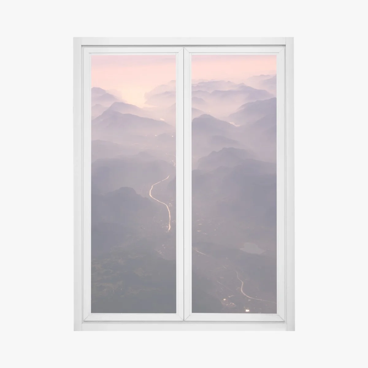 Window decal misty pastel mountain valley ⁕ Wallissimo® Window decal misty pastel mountain valley ⁕ Wallissimo®