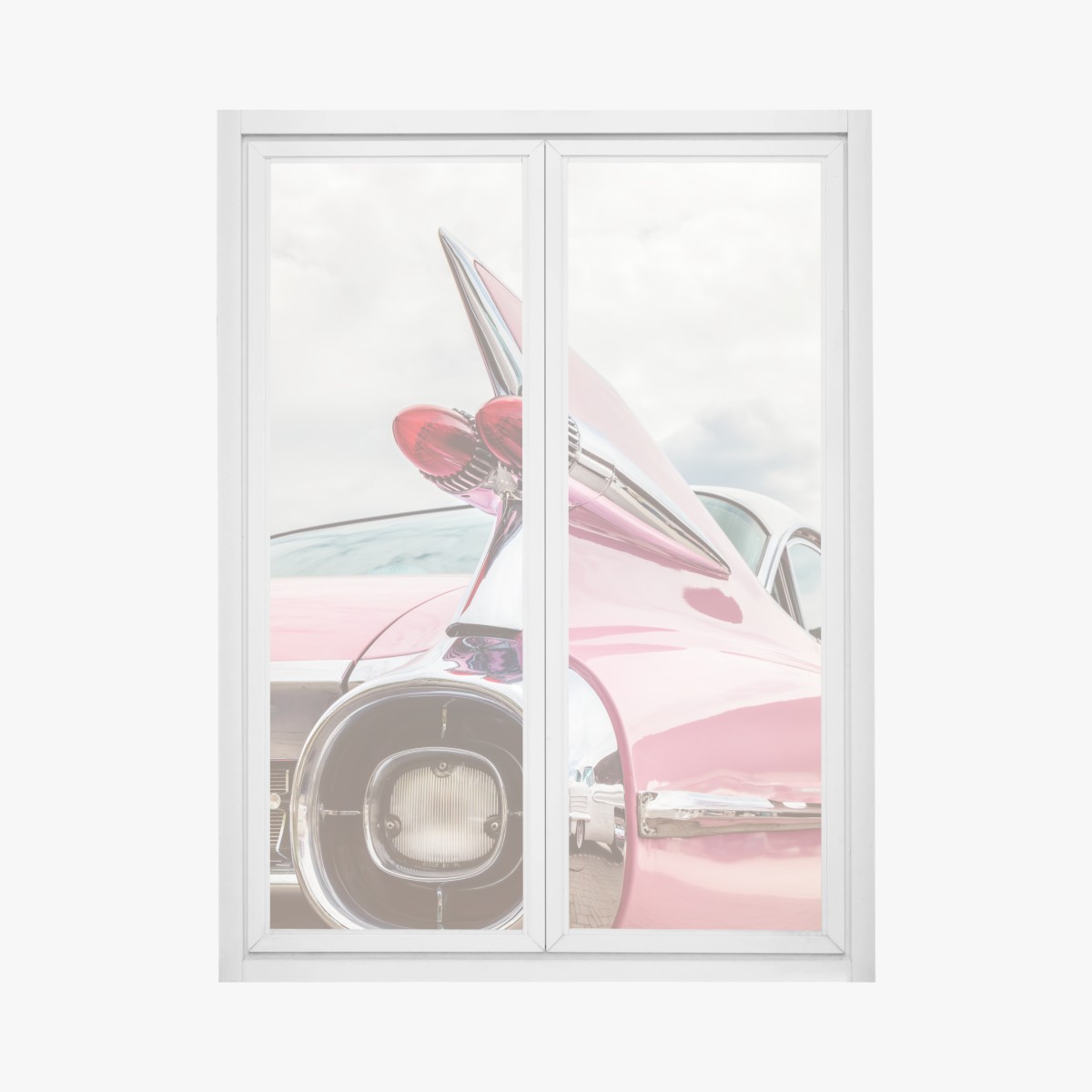 Window decal retro pink classic car tailfin • Wallissimo® Window decal retro pink classic car tailfin • Wallissimo®