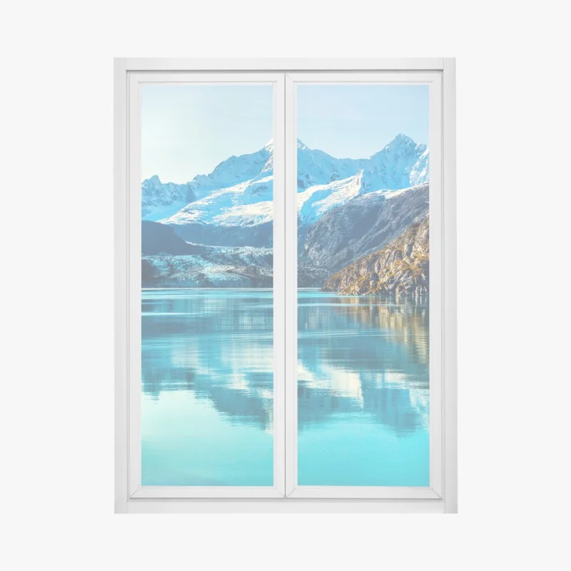 Window decal serene turquoise mountain lake