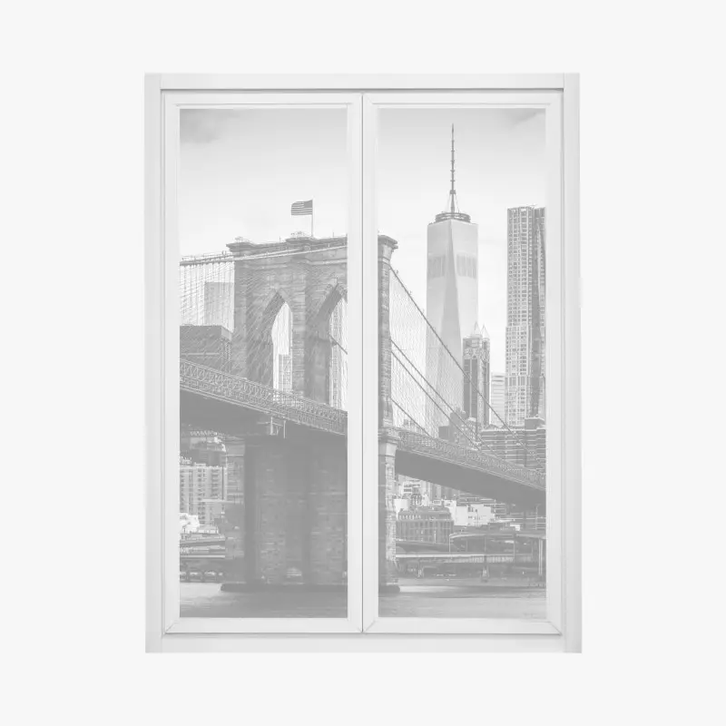 Window decal Brooklyn bridge black and white cityscape
