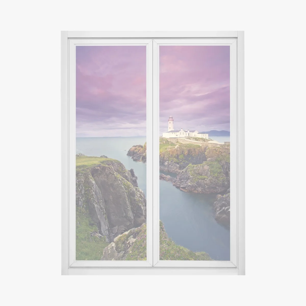 Window decal purple coastal lighthouse at dusk • Wallissimo® Window decal purple coastal lighthouse at dusk • Wallissimo®
