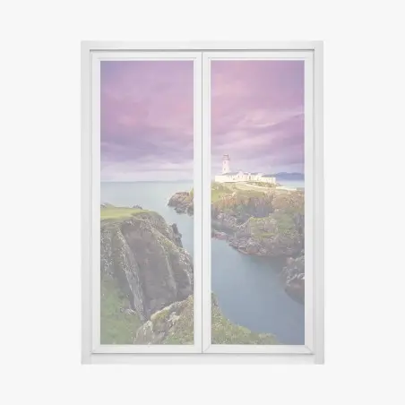 Window decal purple coastal lighthouse at dusk • Wallissimo®