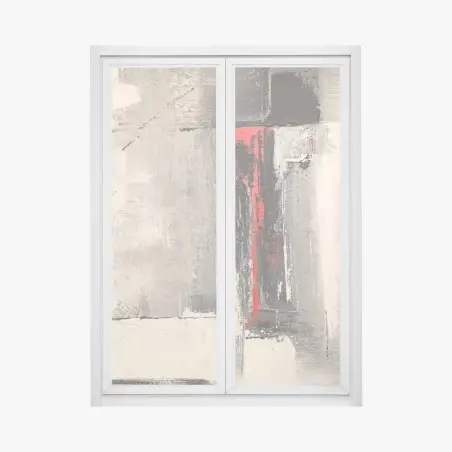 Window decal textured abstract composition with red accent • Wallissimo®