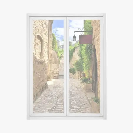 Window decal charming cobblestone street in Les Baux de Provence • Wallissimo®