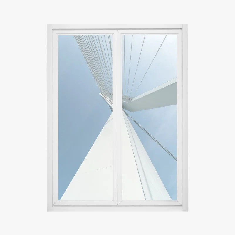 Window decal ascending lines: modern bridge pylon