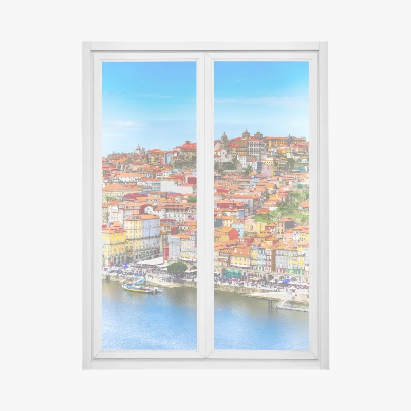Window decal Porto vibrant riverside panorama