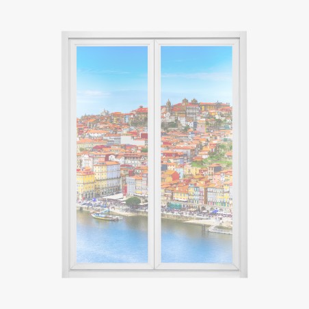 Window decal Porto vibrant riverside panorama • Wallissimo®