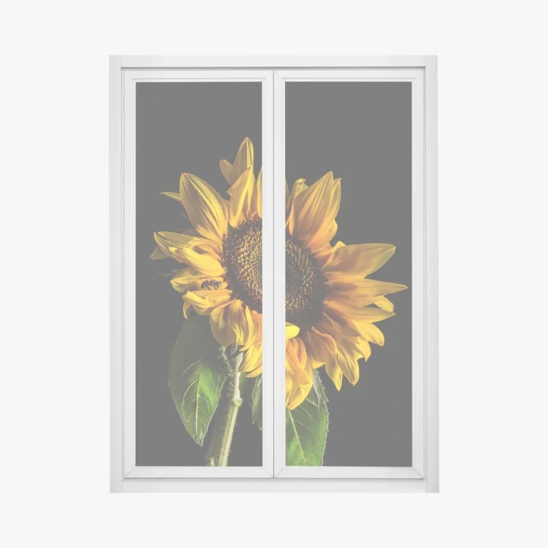 Window decal golden sunflower close-up