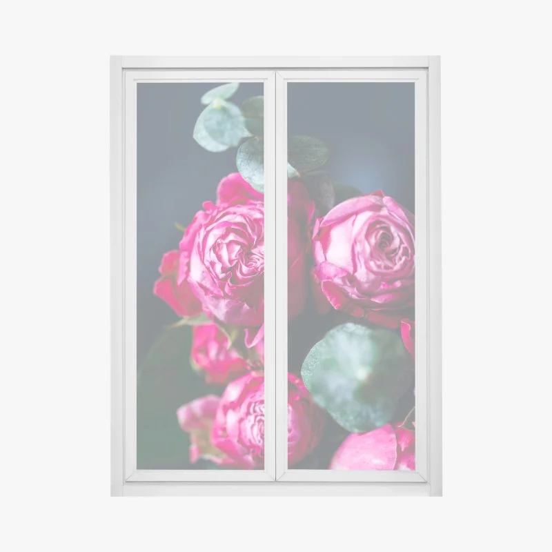 Window decal pink rose bouquet macro print