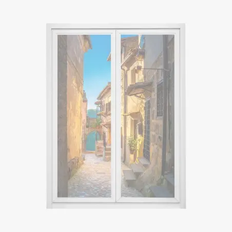 Window decal sunlit street in Tuscany • Wallissimo®