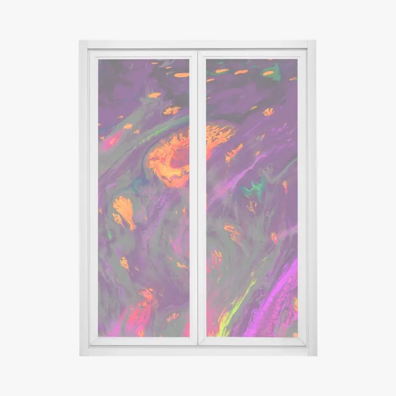 Window decal Ottoman marbling abstract pattern in purple and orange