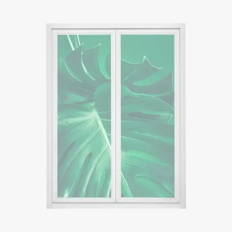 Window decal lush monstera leaf close-up • Wallissimo®