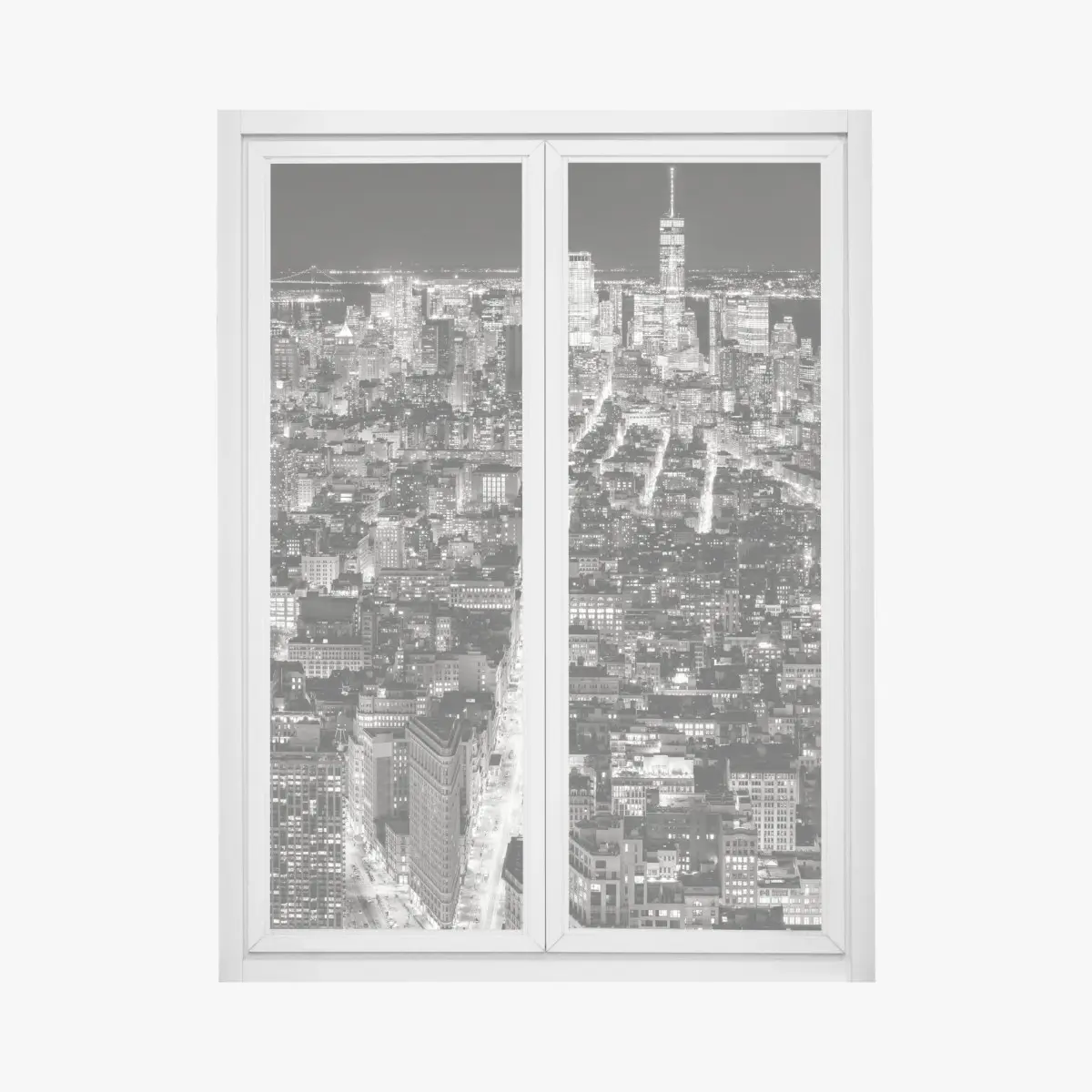 Window decal monochrome city skyline at night • Wallissimo® Window decal monochrome city skyline at night • Wallissimo®