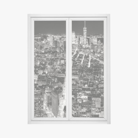 Window decal monochrome city skyline at night • Wallissimo®