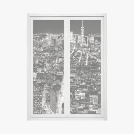 Window decal monochrome city skyline at night • Wallissimo®
