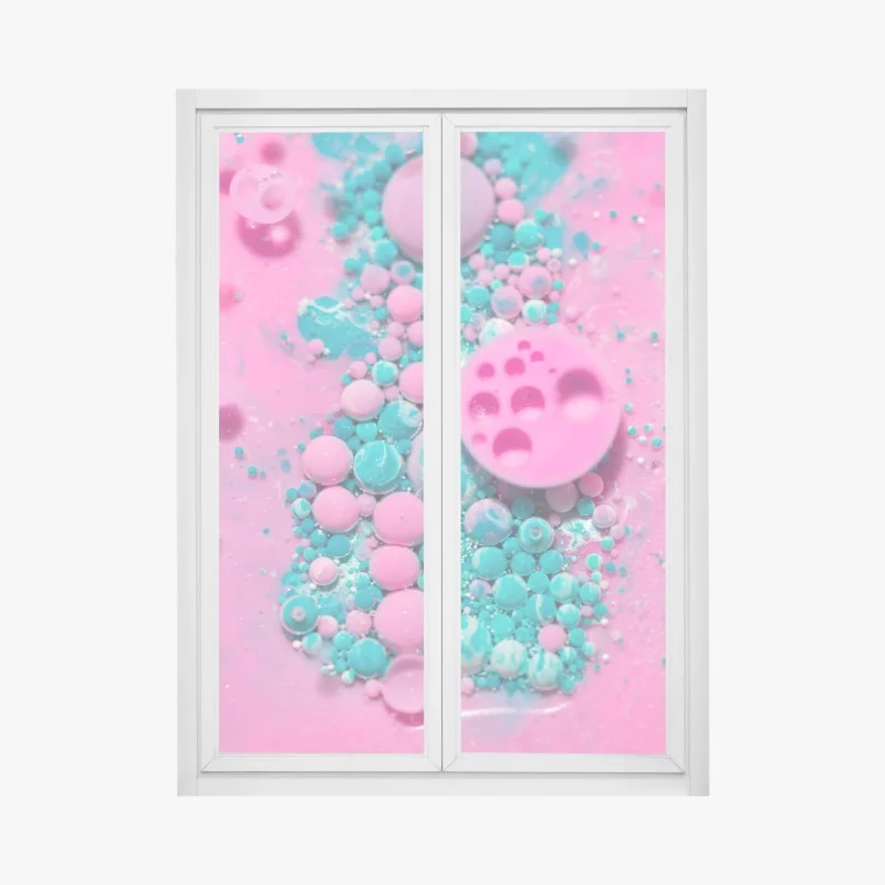 Window decal pink and turquoise marble abstract
