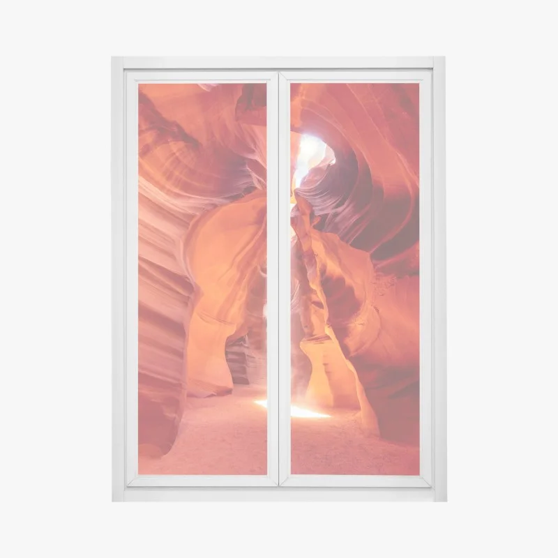 Window decal sunbeam in sandstone slot canyon