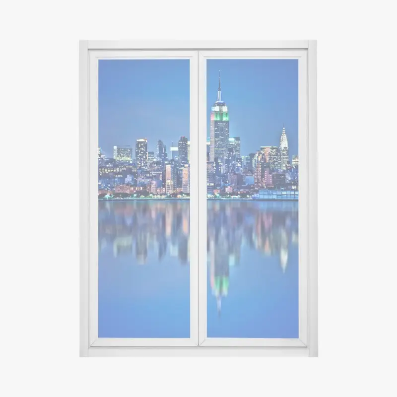 Window decal New York skyline reflections at night
