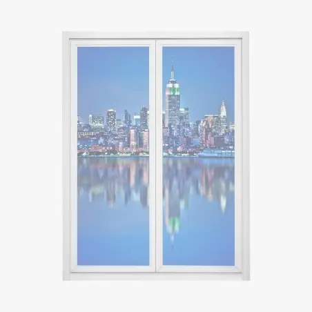 Window decal New York skyline reflections at night • Wallissimo®